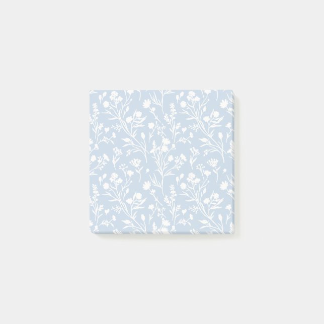 Raslande Blommor Neutral - Dammig Blå Post-it Block (Framsida)