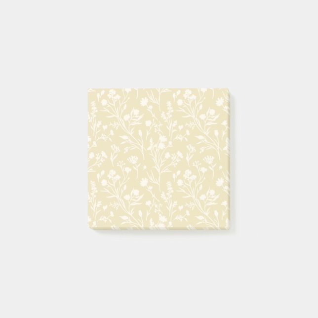 Raslande Blommor Neutral - Guldvete Post-it Block (Framsida)