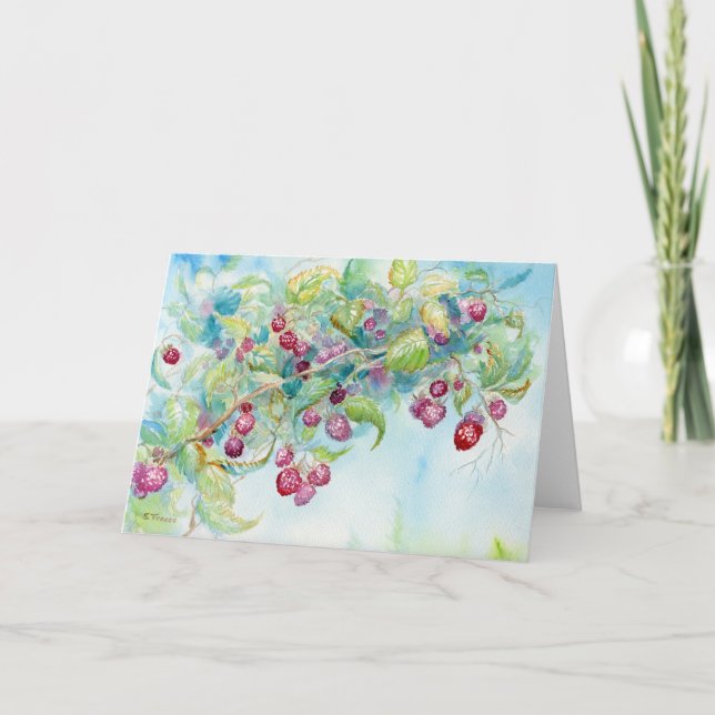 Raspbär II Blank Notecard Tack Kort (Framsida)