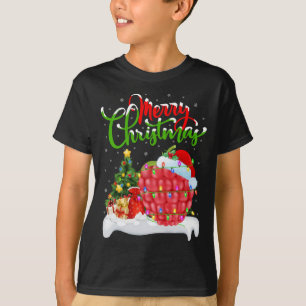 Raspberry Älskare Julafton Lighting Santa Raspberr T Shirt