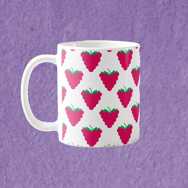 Raspberry Berry Pink Fruit Pattern Kaffemugg (A mug with a raspberry pattern)
