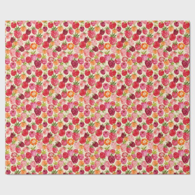 Raspberry Berry Summer Watercolor Presentpapper (Seam)