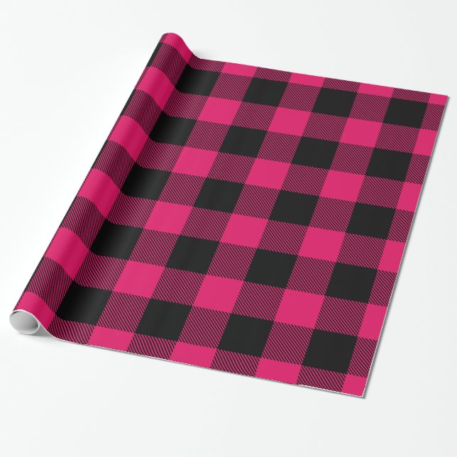 Raspberry Black Huge Buffalo Play Lumberjack Presentpapper (Utrullad)
