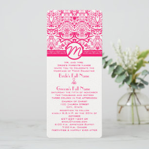 Raspberry Bright Rosa Love Bird Wedding bjudande Inbjudningar