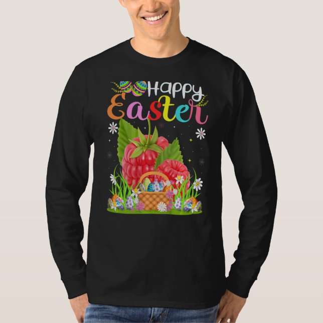 Raspberry Bunny Egg Hunting Funny Raspberry Lyckli T Shirt (Framsida)