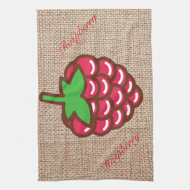 Raspberry Burlap print Kitchen Towel Kökshandduk (Vertikal)