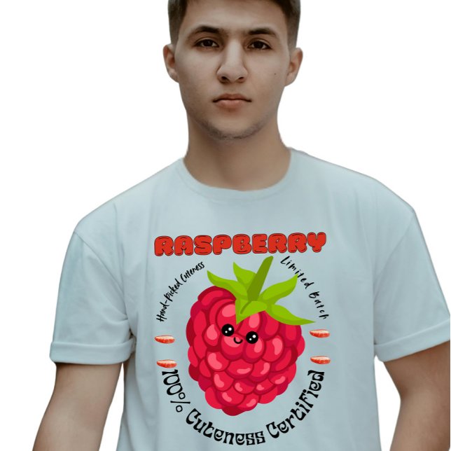 Raspberry Burst of Cuteness Fruit Label Farm Wear T Shirt (Skapare uppladdad)