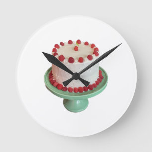 Raspberry Cake Clock Rund Klocka