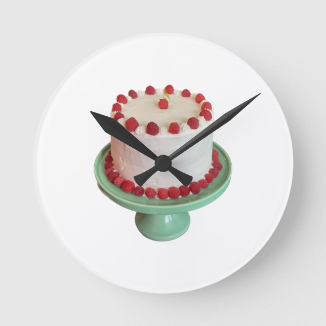 Raspberry Cake Clock Rund Klocka (Framsida)