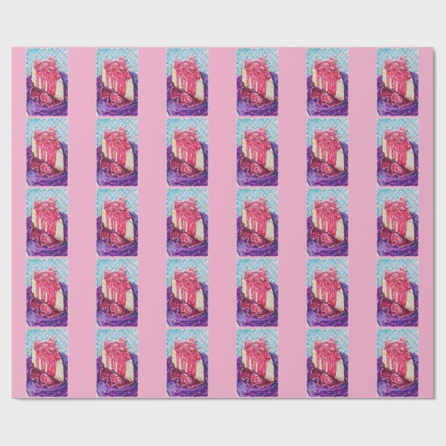 Raspberry Cake Presentpapper (Platt)