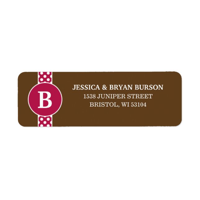 Raspberry DaDots Anpassningsbar Monogrammed Family Returadress Etikett (Framsidan)