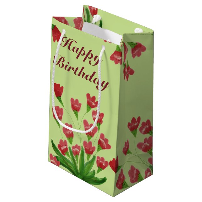 Raspberry Flowwwed Papper Gift Bag (Baksidan Vinklad)