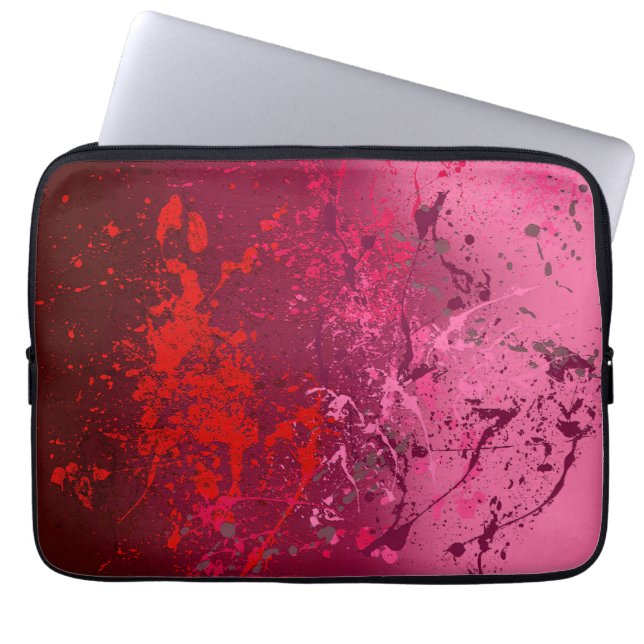Raspberry Flurry: Abstract spatter art Laptop Fodral (Framsidan)