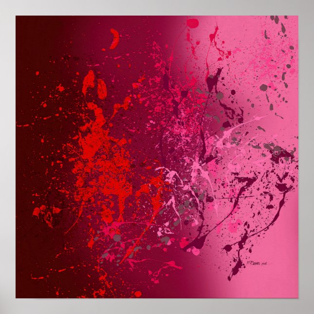 Raspberry Flurry: Abstract spatter art Poster (Framsidan)