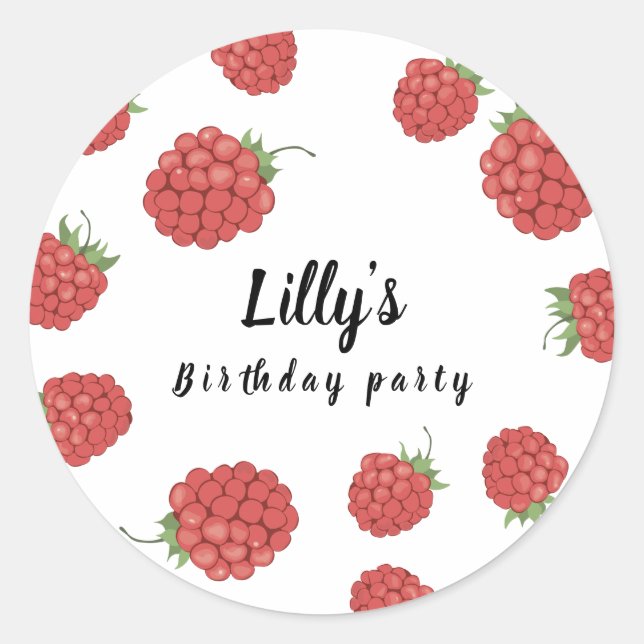 Raspberry-födelsedag Runt Klistermärke (Framsida)