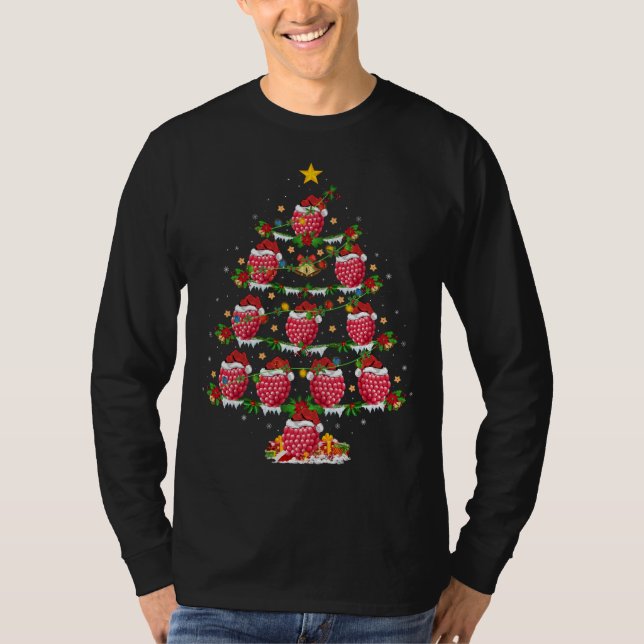 Raspberry Fruit Älskare Julafton Lighting Raspberr T Shirt (Framsida)