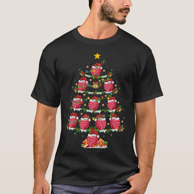Raspberry Fruit Älskare Julafton Lighting Raspberr T Shirt (Framsida)