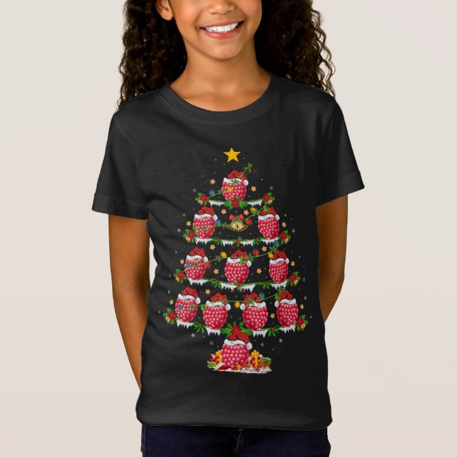 Raspberry Fruit Älskare Julafton Lighting Raspberr T Shirt (Framsida)