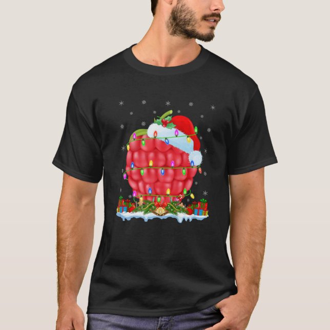 Raspberry Fruit Älskare Matching Santa Hat Raspber T Shirt (Framsida)