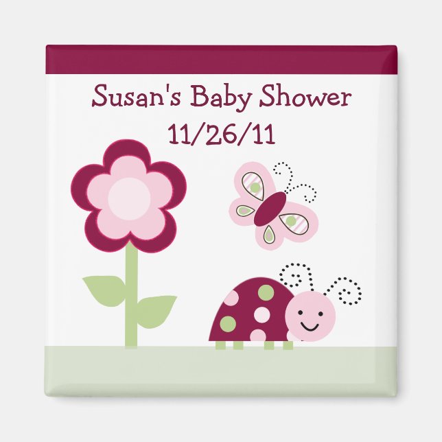 Raspberry Garden/ Ladybug Baby Shower Magnet (Framsidan)