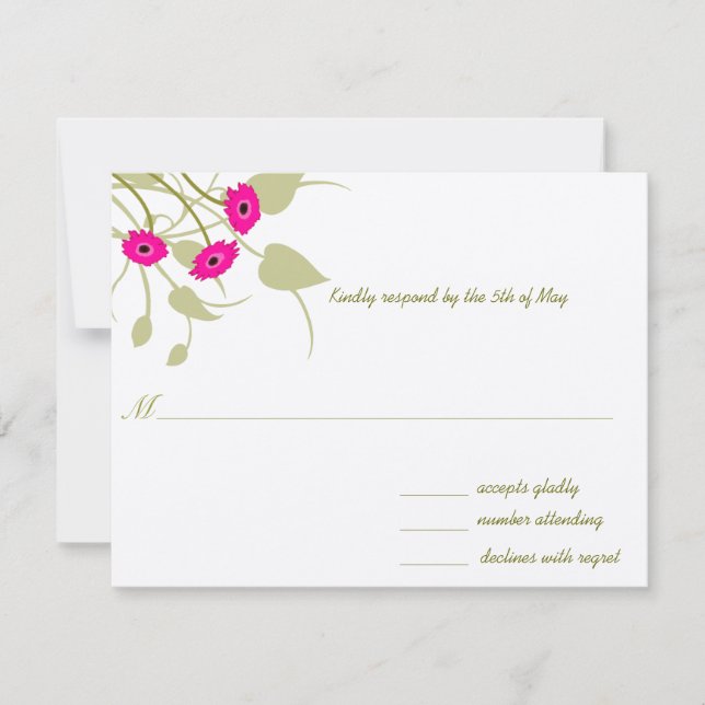 Raspberry Gerbers on Lime Bröllop OSA Kort (Framsida)