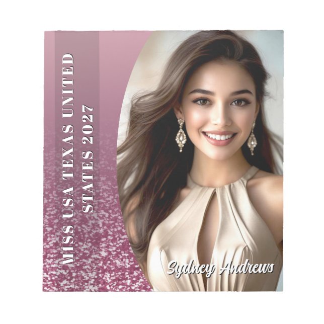 Raspberry Glitter Border Custom Photo Notepad Anteckningsblock (Framsida)