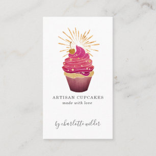 Raspberry Guld Cupkaka Baker Bakery Pastry Chef Visitkort
