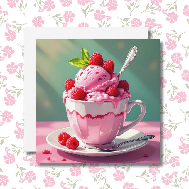 Raspberry Ice Cream Blank Kort (Skapare uppladdad)