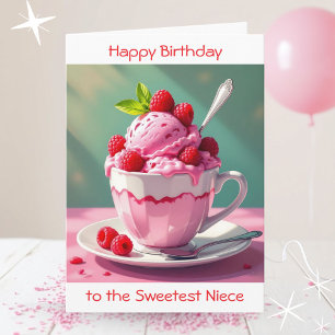 Raspberry Ice Cream Coloring Page Niece's Birthday Kort