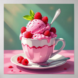 Raspberry Ice Cream i Rosa Coffee Kopp Poster