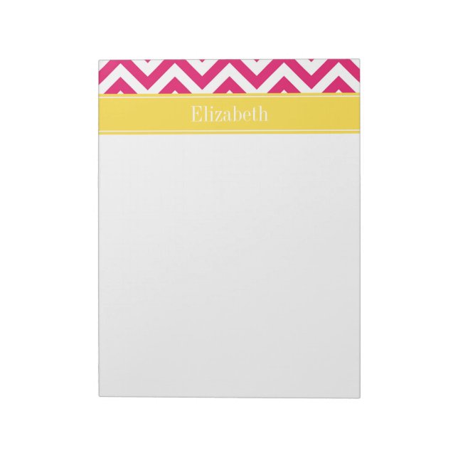 Raspberry Lg Chevron Pineapple Namn Monogram Anteckningsblock (Roterad)
