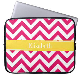 Raspberry Lg Chevron Pineapple Namn Monogram Laptop Sleeve