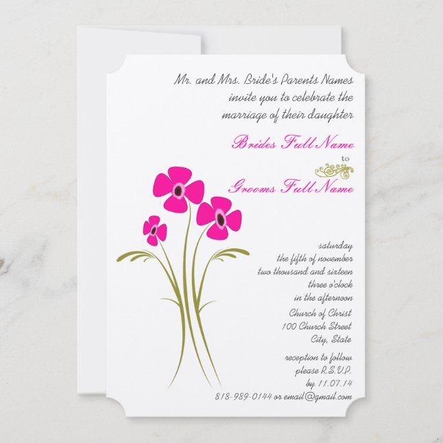 Raspberry Lime Gerbers bröllopsinbjudningar Inbjudningar (Framsida)