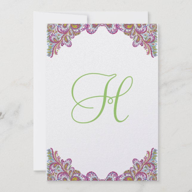 Raspberry & Lime on Ice Paisley bröllopsinbjudan Inbjudningar (Framsida)