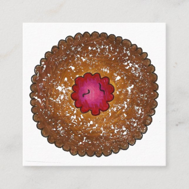 Raspberry Linzer Torte Cookie Baky Food Fyrkantigt Visitkort (Framsida)