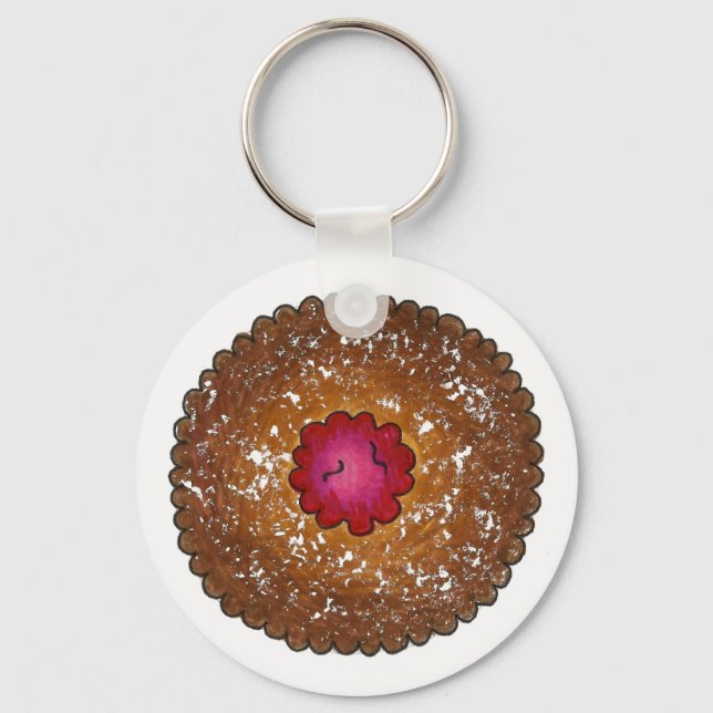 Raspberry Linzer Torte jul Cookie Helgdag Nyckelring (Framsida)
