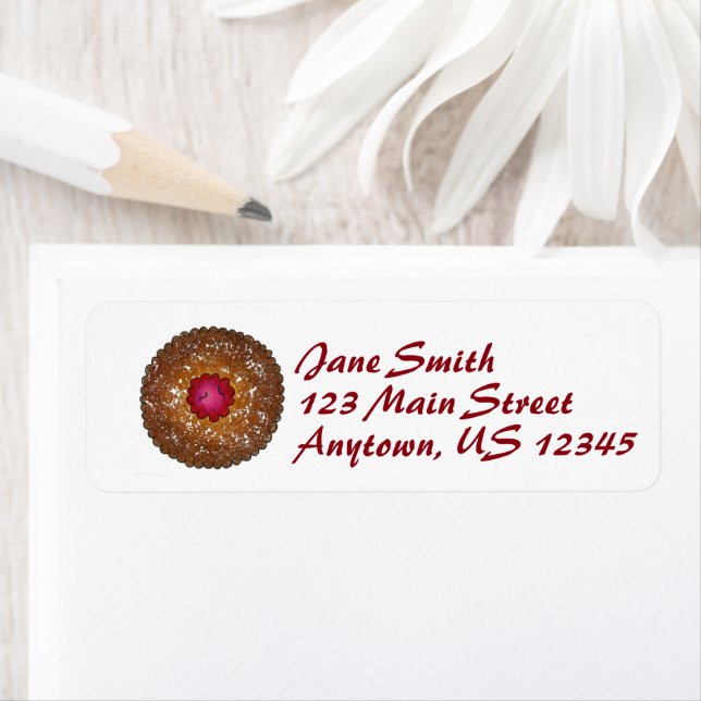 Raspberry Linzer Torte jul Cookie Helgdag Returadress Etikett (Insitu)