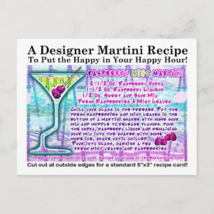 Raspberry Mint Martini Recipe-vykort Vykort
