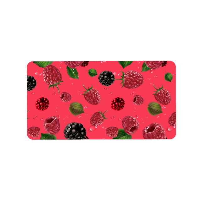 Raspberry Mönster Adressetikett (Framsidan)