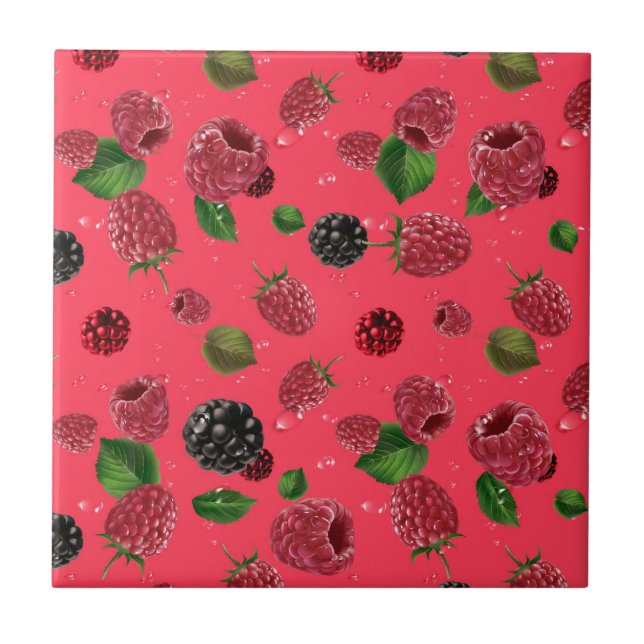 Raspberry Mönster Kakelplatta (Framsidan)