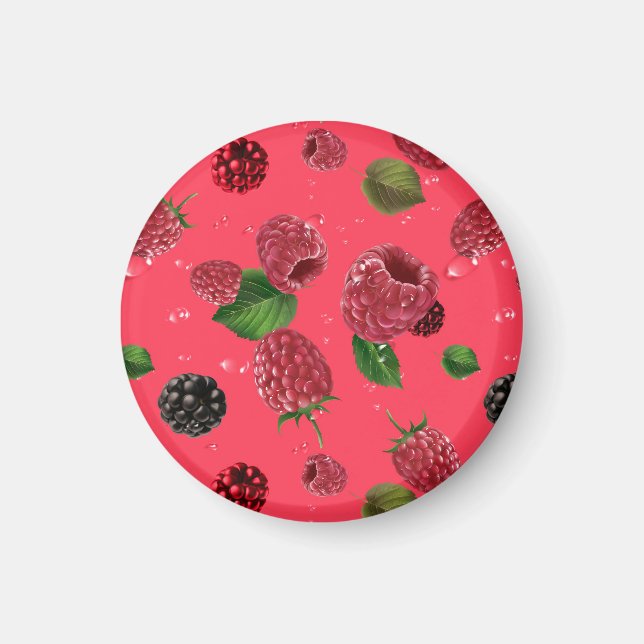 Raspberry Mönster Magnet (Framsidan)