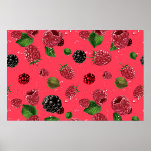 Raspberry Mönster Poster