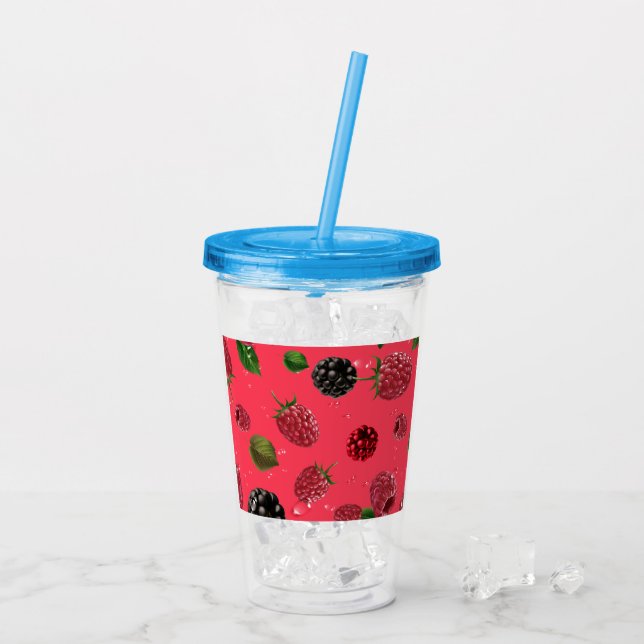 Raspberry Mönster Take Away Mugg (Baksida Ice)