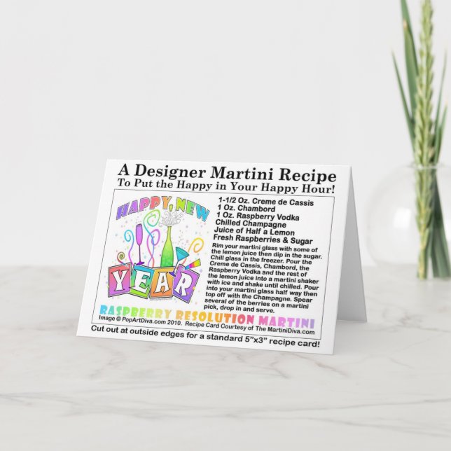 RASPBERRY Nyår MARTINI-kort Helgkort (Framsida)