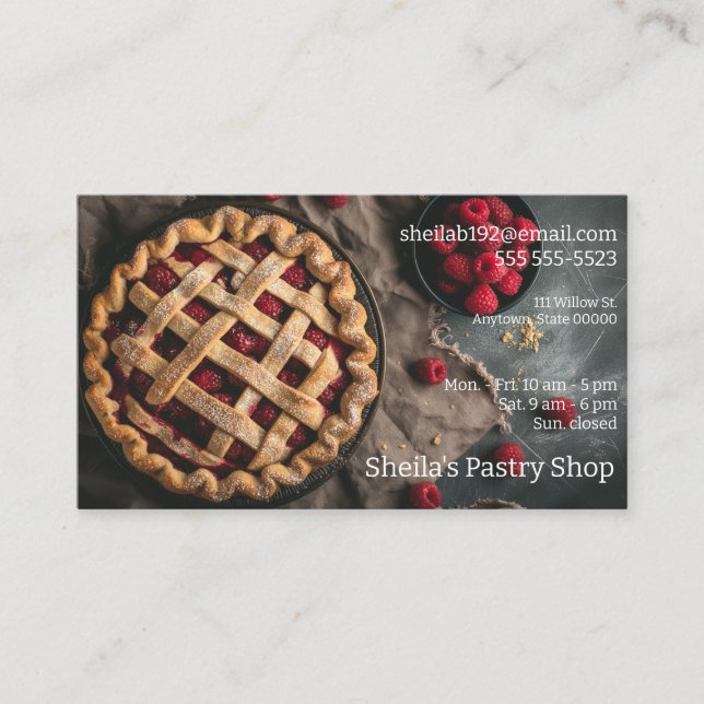 Raspberry paj med textutrymme visitkort (Framsida)