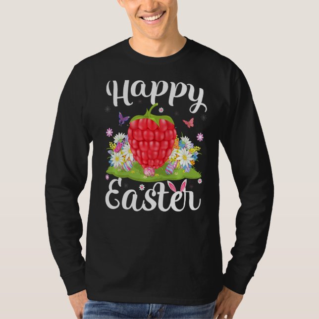 Raspberry Påskägg Hunting Blommigt Raspberry Öster T Shirt (Framsida)