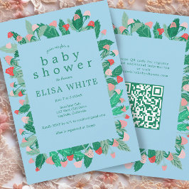 Raspberry Patch Cute ANPASSNINGSBAR QR Code BABY S Inbjudningar