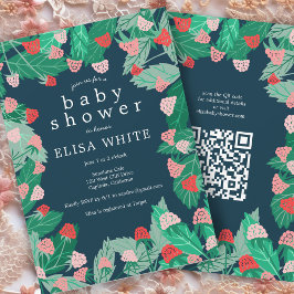 Raspberry Patch Cute ANPASSNINGSBAR QR Code BABY S Inbjudningar
