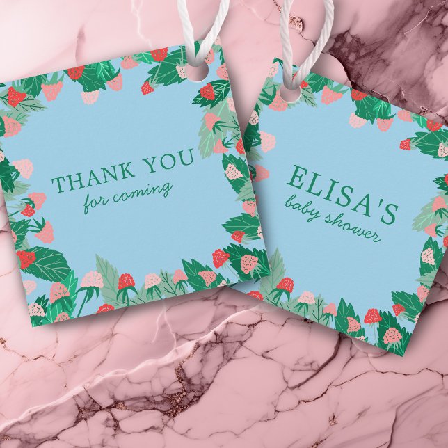Raspberry Patch Cute Colorful ANPASSNINGSBAR BABY  Gåvor Etiketter (Raspberry Patch Cute Colorful CUSTOM BABY SHOWER Favor Tags
)