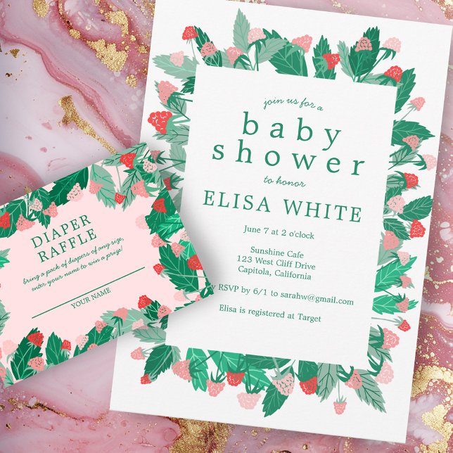 Raspberry Patch Cute Colorful ANPASSNINGSBAR BABY  Inbjudningar (Raspberry Patch Cute Colorful CUSTOM BABY SHOWER Invitation
)